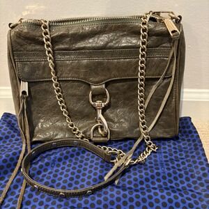 Rebecca Minkoff Olive Green Leather Crossbody with Gold Chain